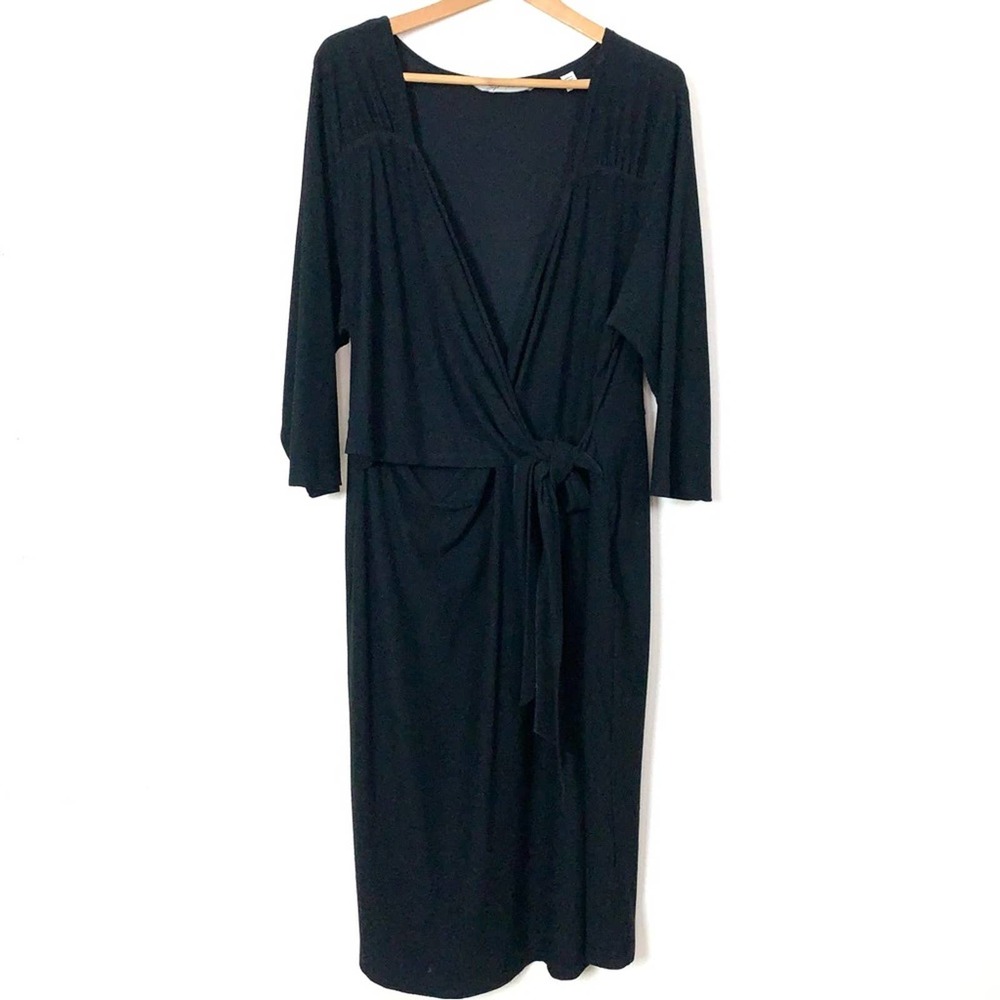 Soft By Avenue Black Tye Front Black Midi Dress